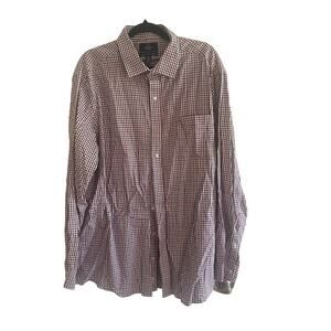 Buttoned Down Brand by Amazon Men's Red-White-Blue Checked Dress Shirt, size XxL
